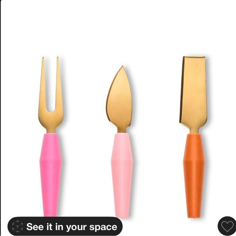 3pc cheese knives set -pink/orange